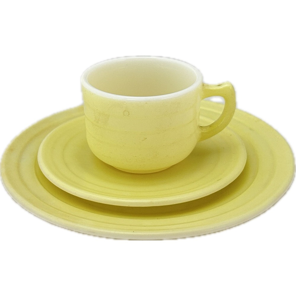 Vintage Yellow Hazel Atlas Little Hostess 3‎ Piece Tea Set Pastelware